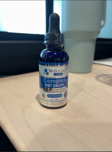 Complex Diet Drops bottles and packaging with a printed step-by-step guide.