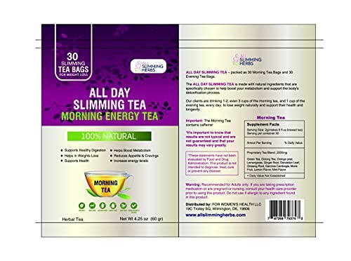 All Day Slimming Tea Morning Energy Tea packaging.