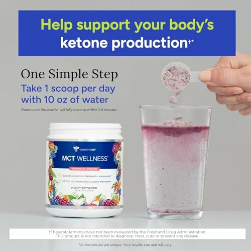 MCT Wellness supplement with glass of mixed drink