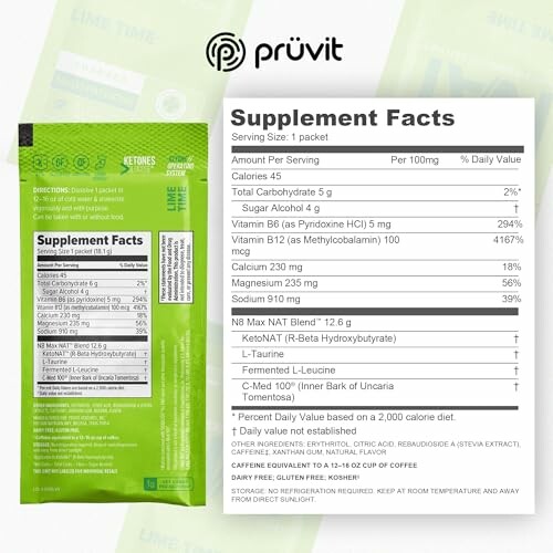 Pruvit Keto OS NAT supplement facts label with nutritional information.