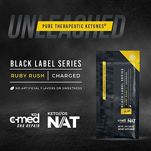 Pure Therapeutic Ketones Black Label Series Ruby Rush packaging.