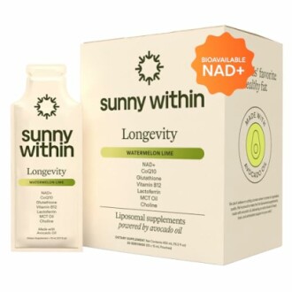 Sunny Within Longevity supplement with watermelon lime flavor and NAD+.